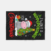 クリスマスにカバが欲しい フリースブランケット (正面(横))