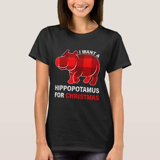 クリスマスにカバが欲しい Xmas キッズ Tシャツ (正面)