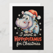 クリスマスにカバが欲しい Xmas ホリデー シーズンカード (正面/裏面)