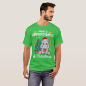 クリスマスにカバが欲しい Xmas Hippo Tシャツ (正面フル)