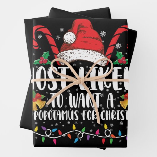クリスマスにカバを食べたいと思う可能性が最も高い ラッピングペーパーシート (インサイチュ)