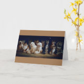 クリスマスにキャロルを歌う猫たち カード (黄色い花)
