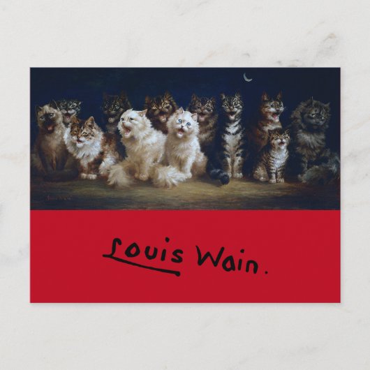 クリスマスにキャロルを歌う猫たち ポストカード (正面)