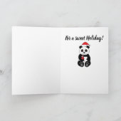 クリスマスにキャンディーの杖を食べるパンダ シーズンカード (内部)