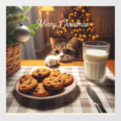 クリスマスにクッキーを手に入れるのかわいいタビー猫 ウィンドウサイン (シート)