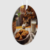 クリスマスにクッキーを手に入れるのかわいいタビー猫 オーナメント (正面)