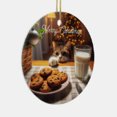 クリスマスにクッキーを手に入れるのかわいいタビー猫 セラミックオーナメント (右)