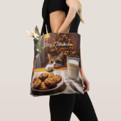 クリスマスにクッキーを手に入れるのかわいいタビー猫 トートバッグ (クローズアップ)