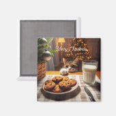 クリスマスにクッキーを手に入れるのかわいいタビー猫 マグネット (正面/裏面)