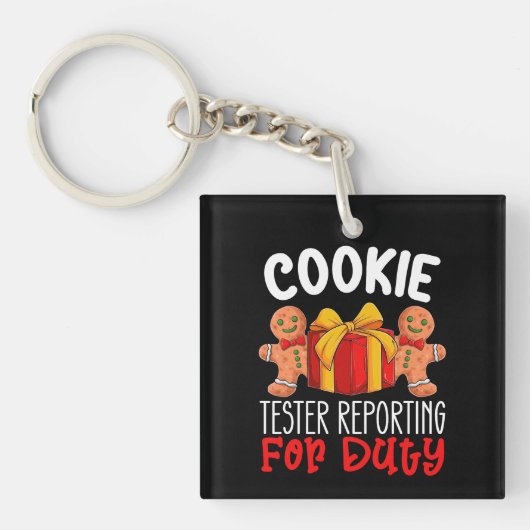 クリスマスにクッキー審査係が参上! 面白いクリスマスの贈り物 キーホルダー (正面)