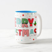 クリスマスにクリスマスに祝う文字 ツートーンマグカップ (正面右)