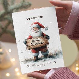 クリスマスにクリスマスを祝うサイン入りサンタ シーズンカード