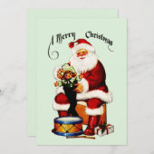 クリスマスにクリスマスを迎えるおもちゃつきサンタ シーズンカード (正面/裏面)