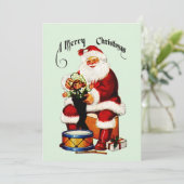 クリスマスにクリスマスを迎えるおもちゃつきサンタ シーズンカード (スタンド正面)