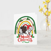 クリスマスにクリスマスを迎える穏やかな猫 カード (黄色い花)