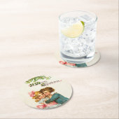 クリスマスにクリスマスを過ごす子供たち ラウンドペーパーコースター (インサイチュ)