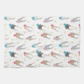 クリスマスにクリスマスを過ごす猫たち〔雄ジカの〕枝角柄 キッチンタオル (横)