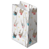 クリスマスにクリスマスを過ごす猫たち〔雄ジカの〕枝角柄 スモールペーパーバッグ (正面アングル)