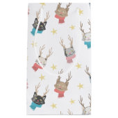 クリスマスにクリスマスを過ごす猫たち〔雄ジカの〕枝角柄 スモールペーパーバッグ (正面)