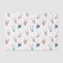 クリスマスにクリスマスを過ごす猫たち〔雄ジカの〕枝角柄 薄葉紙