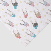 クリスマスにクリスマスを過ごす猫たち〔雄ジカの〕枝角柄 薄葉紙 (詳細)