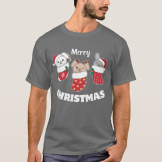 クリスマスにクリスマスストッキングで楽しめるバニー Tシャツ