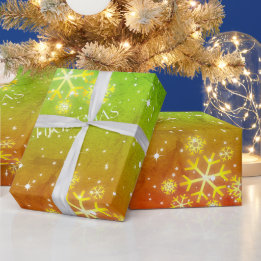 クリスマスにグランジ雪が降る入江のグラデーション ラッピングペーパー