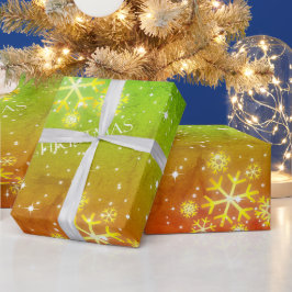 クリスマスにグランジ雪が降る入江のグラデーション ラッピングペーパー