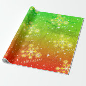 クリスマスにグランジ雪が降る入江のグラデーション ラッピングペーパー (アンロールド)