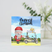 クリスマスにグリーンでゴルフをするゴルファーのサンタクロース (スタンド正面)