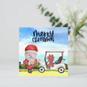 クリスマスにグリーンでゴルフをするゴルファーのサンタクロース (スタンド正面)