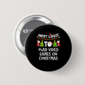 クリスマスにゲーム三昧な人への面白いギフト 缶バッジ (正面&裏面)
