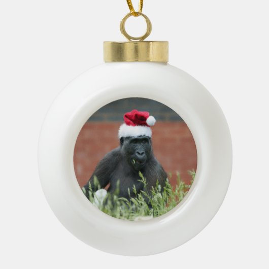 クリスマスにゴリラ セラミックボールオーナメント (正面)