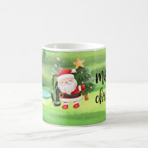 クリスマスにゴルフサンタクロースがゴルフをしている コーヒーマグカップ
