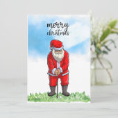 クリスマスにゴルフサンタクロースがゴルフをしている シーズンカード (スタンド正面)