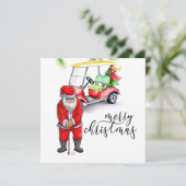 クリスマスにゴルフサンタクロースがゴルフをしている シーズンカード (スタンド正面)