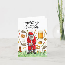クリスマスにゴルフサンタクロースがゴルフをしている シーズンカード