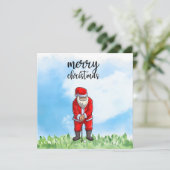 クリスマスにゴルフサンタクロースがゴルフをしている シーズンカード (スタンド正面)