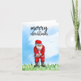 クリスマスにゴルフサンタクロースがゴルフをしている シーズンカード