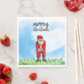 クリスマスにゴルフサンタクロースがゴルフをしている スタンダードランチョンナプキン (インサイチュ)