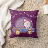 クリスマスにサンタが車に乗った クッション (ブランケット)