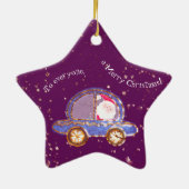 クリスマスにサンタが車に乗った セラミックオーナメント (裏面)