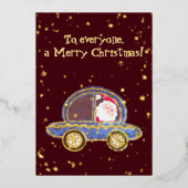 クリスマスにサンタが車に乗った 箔シーズンカード (正面)