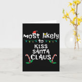 クリスマスにサンタにキスする可能性が最も高い クリスマス Xmas 家族 カード (黄色い花)