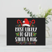 クリスマスにサンタにハグしそうな家族 ファミリー Xmas 招待状 (スタンド正面)