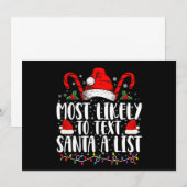 クリスマスにサンタに一致するリストをテキストする可能性が最も高い 招待状 (正面/裏面)