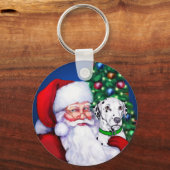 クリスマスにサンタのダルマチア キーホルダー (正面)