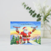 クリスマスにサンタのドローン配送が稼働中 シーズンポストカード (スタンド正面)