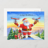 クリスマスにサンタのドローン配送が稼働中 シーズンポストカード (正面/裏面)
