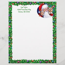 クリスマスにサンタのヨークシャーテリア